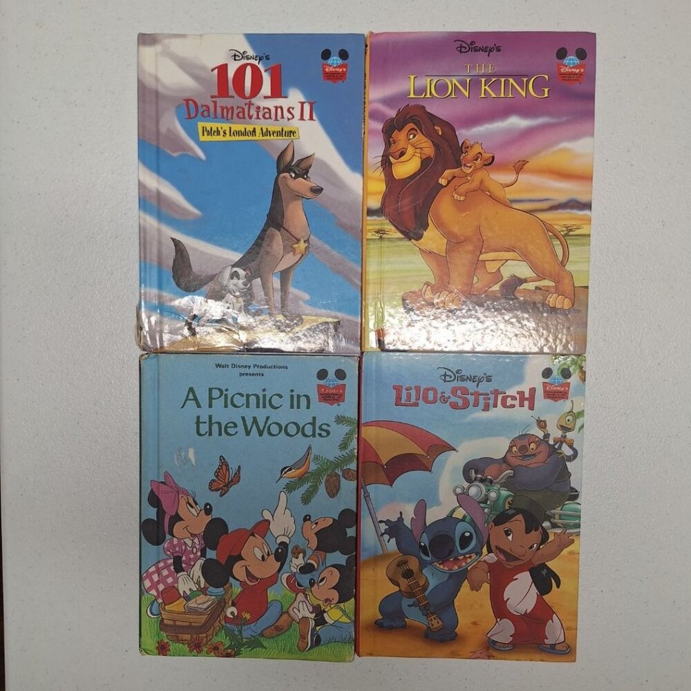 Disney Hardcover Books Vintage Lion King 101 Dalmations Lilo Stitch Picnic‎ 90s